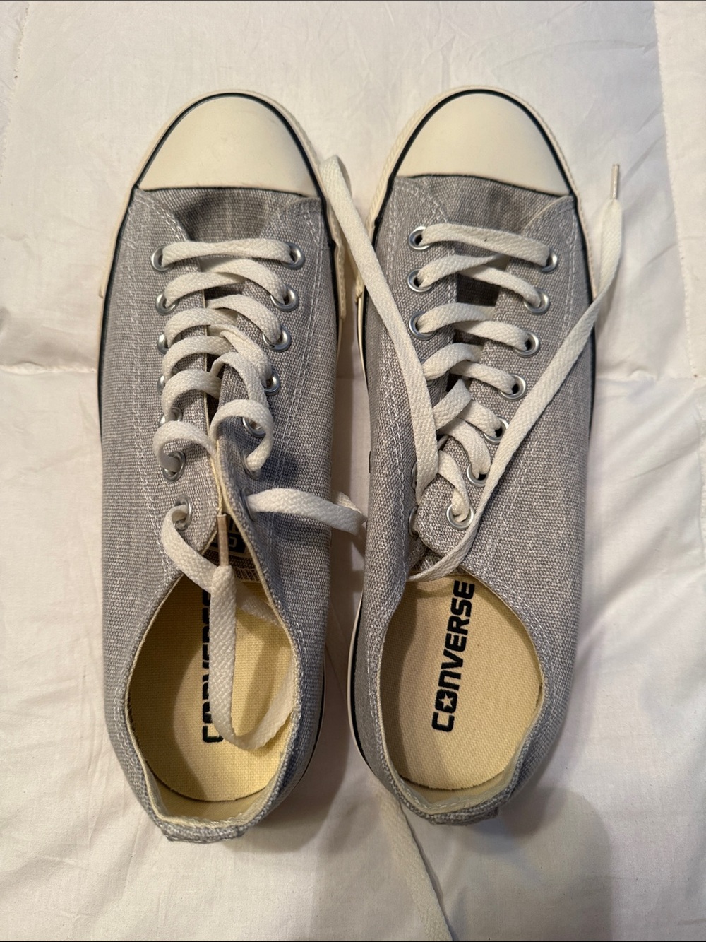 Converse Men’s Low-Top Canvas Sneakers in Gray and White